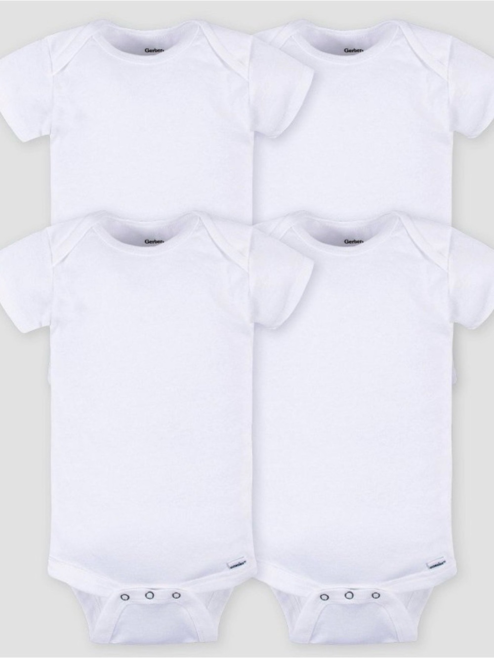 Gerber White Short-Sleeve Baby Bodysuit 4-Pack
